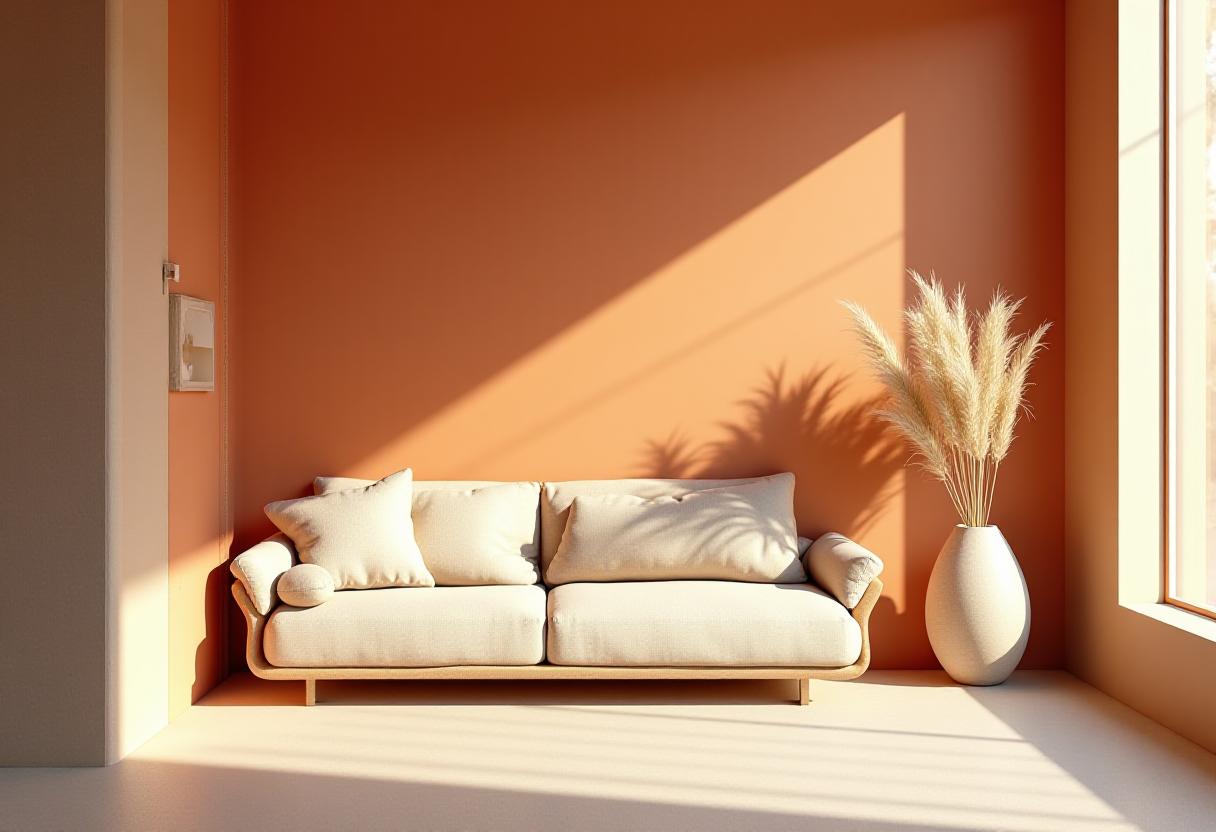 Warm morning light hitting a curated desert-themed living room